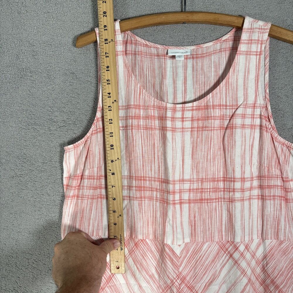 J Jill Love Linen Size L Tall Maxi Dress Linen Cotton Lined Natural Fibers Plaid - Picture 9 of 16